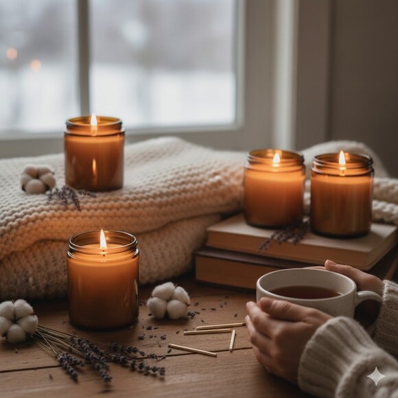 Autumn Spice & Cranberry Wooden Dough Bowl Candle, Hand Poured Soy Wax Candle - Picture 5 of 5